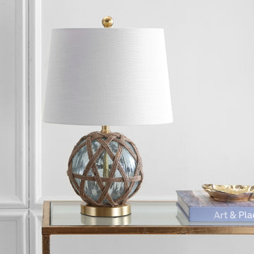 Andrews 21.5" LED Glass/Rope Table Lamp - JONATHAN Y